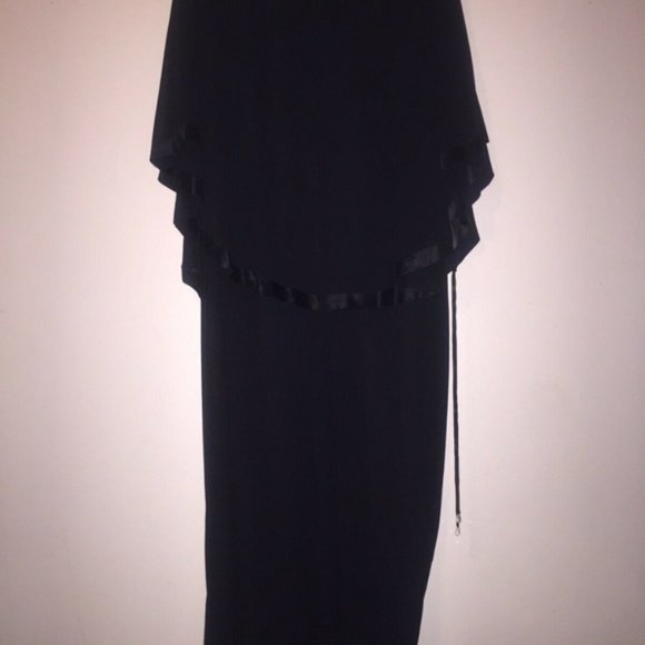 PENNINGTON Drapped Plus Size Long Black Dresses - Picture 6 of 7